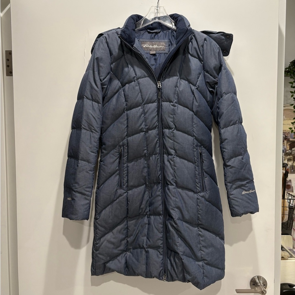 EDDIE BAUER DOWN INSULATION WINTER LONG JACKET “denim blue” size small